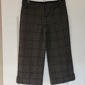 Express Plaid Capris - Black and Gray